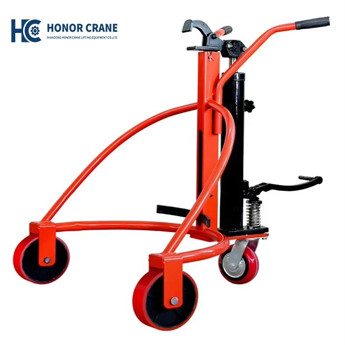 Red manual oil drum pallet truck